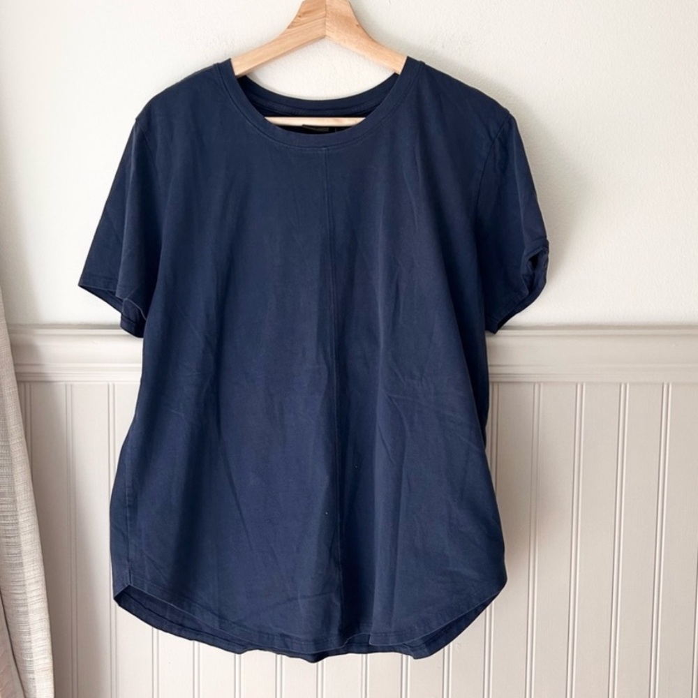 Catherine Malandrino Navy Short Sleeve Tee Large 100% Pima Cotton Classic Basic